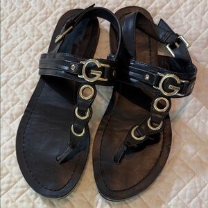 Guess Black Leather Women's Sandals